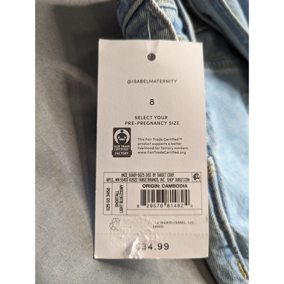 Isabel Maternity Jean Shortalls Light Wash - Picture 6 of 7